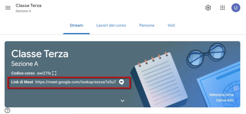 Link di Meet da condividere